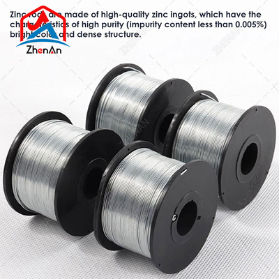 99.995% Chống điện tốt Sạch 1,2 mm 1,6 mm Sợi kẽm cho Máy phun Arc