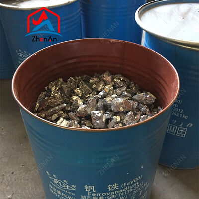 Ferro Vanadium FeV80 Khối màu xám bạc với hàm lượng Vanadium 80% để khử oxy hiệu quả trong các nhà máy hợp kim.