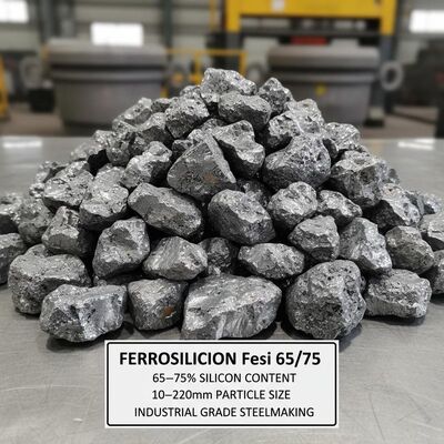 Ferrosilicon FeSi 65/75 Hợp kim sắt silicon với hàm lượng silicon 65% 75% và kích thước hạt 10 220 mm cho thép công nghiệp