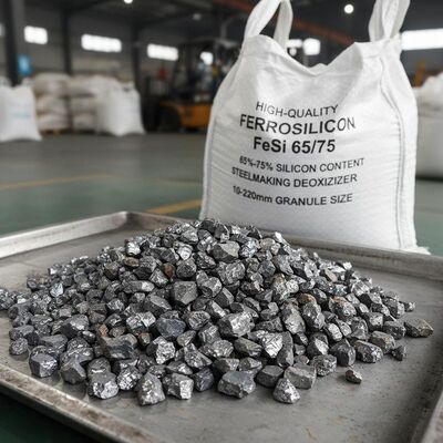 Ferrosilicon chất lượng cao FeSi 65/75 với 65% ∼75% hàm lượng Silicon cho chất khử oxy hóa sản xuất thép trong kích thước hạt 10 ∼ 220 mm